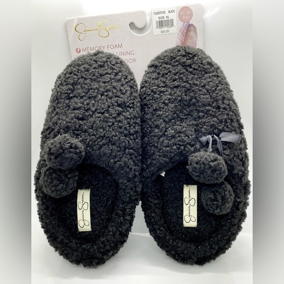 JESSICA Simpson Black Teddy Slippers XL - Picture 1 of 8